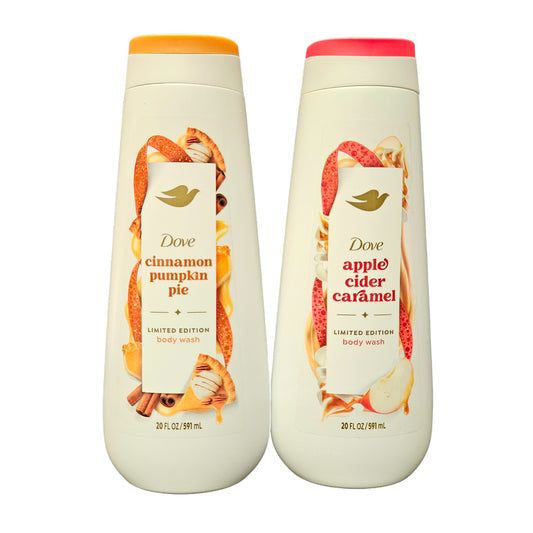 Dove Holiday Treats Limited Edition Liquid Women's Body Wash Apple Pie & Cinnamon Pumpkin Pie Set 20oz each